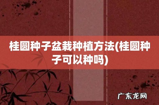 桂圆种子可以种吗 桂圆种子盆栽种植方法