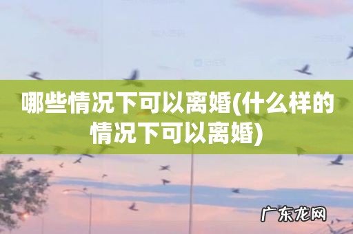 什么样的情况下可以离婚 哪些情况下可以离婚