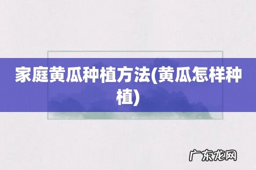 黄瓜怎样种植 家庭黄瓜种植方法
