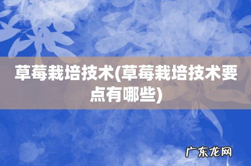 草莓栽培技术要点有哪些 草莓栽培技术