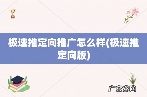 极速推定向版 极速推定向推广怎么样