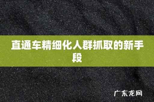 直通车精细化人群抓取的新手段