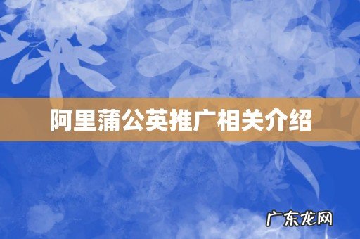 阿里蒲公英推广相关介绍