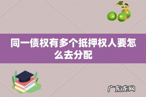 同一债权有多个抵押权人要怎么去分配