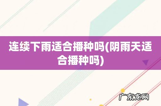 阴雨天适合播种吗 连续下雨适合播种吗