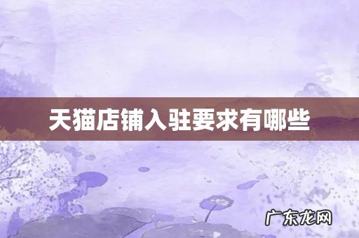 天猫店铺入驻要求有哪些