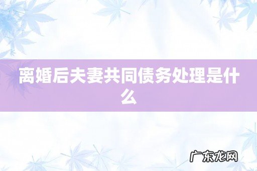 离婚后夫妻共同债务处理是什么