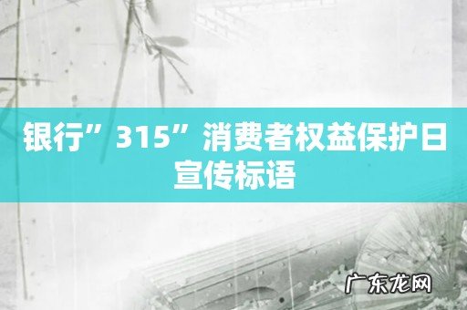 银行”315”消费者权益保护日宣传标语