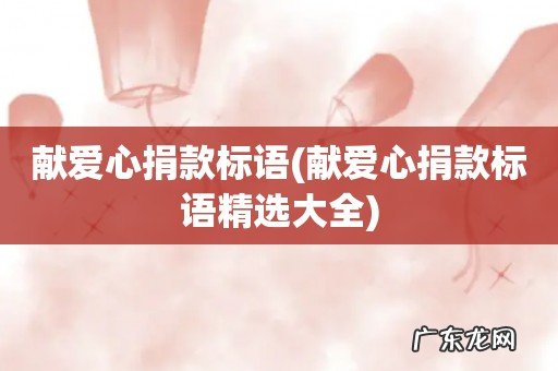 献爱心捐款标语精选大全 献爱心捐款标语