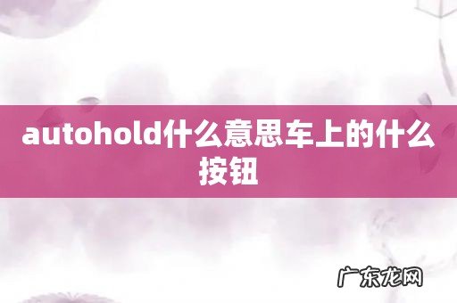 autohold什么意思车上的什么按钮