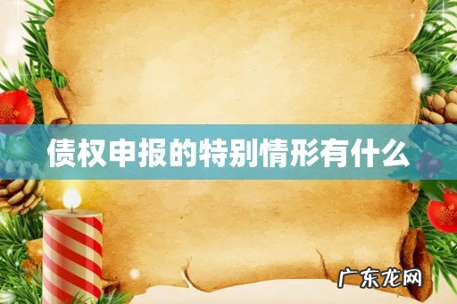 债权申报的特别情形有什么