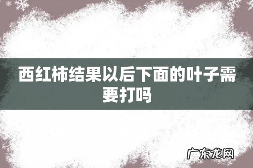 西红柿结果以后下面的叶子需要打吗