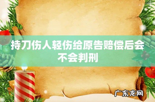 持刀伤人轻伤给原告赔偿后会不会判刑