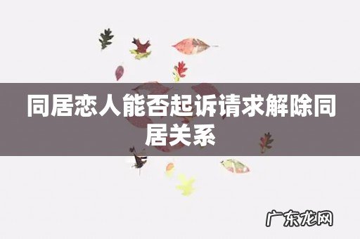 同居恋人能否起诉请求解除同居关系