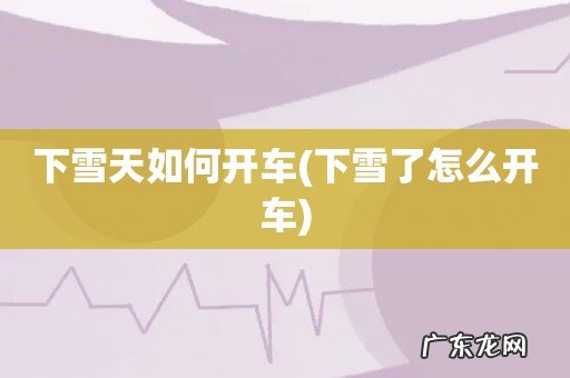 下雪了怎么开车 下雪天如何开车