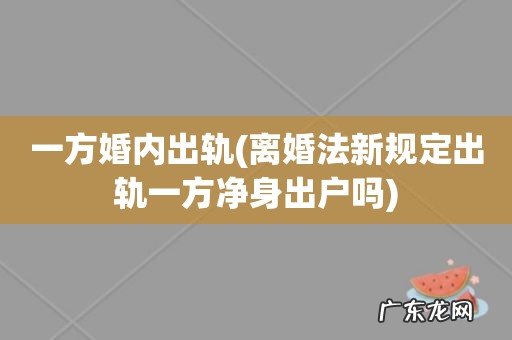 离婚法新规定出轨一方净身出户吗 一方婚内出轨