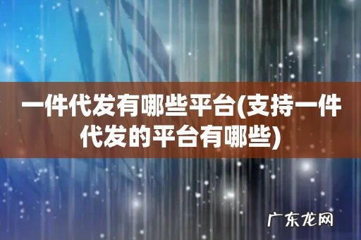 支持一件代发的平台有哪些 一件代发有哪些平台