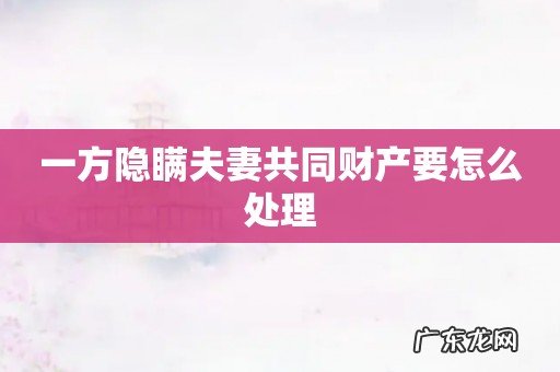 一方隐瞒夫妻共同财产要怎么处理