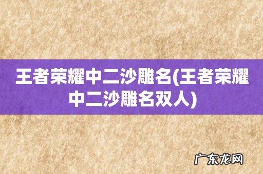 王者荣耀中二沙雕名双人 王者荣耀中二沙雕名