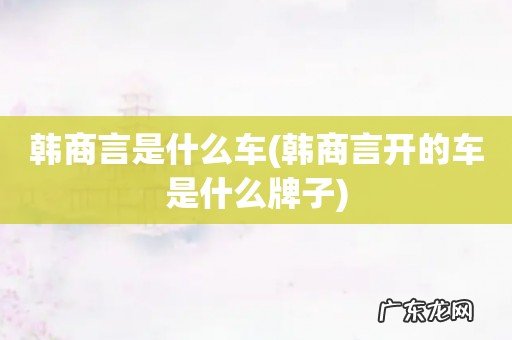 韩商言开的车是什么牌子 韩商言是什么车