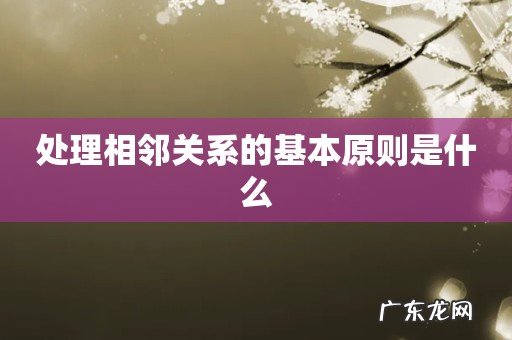 处理相邻关系的基本原则是什么