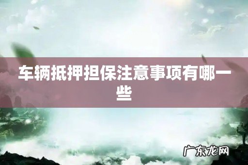 车辆抵押担保注意事项有哪一些