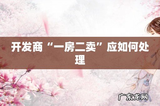 开发商“一房二卖”应如何处理