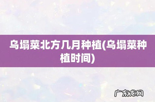 乌塌菜种植时间 乌塌菜北方几月种植