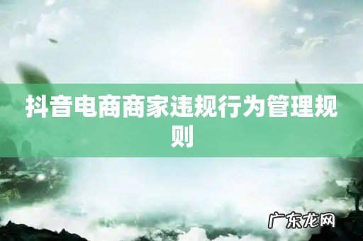 抖音电商商家违规行为管理规则