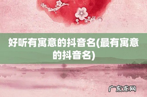 最有寓意的抖音名 好听有寓意的抖音名