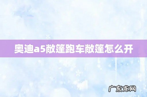 奥迪a5敞篷跑车敞篷怎么开