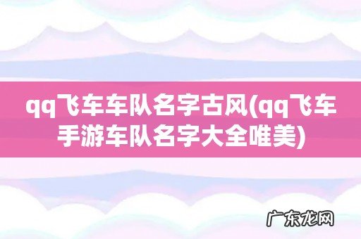 qq飞车手游车队名字大全唯美 qq飞车车队名字古风