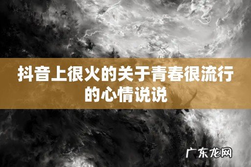 抖音上很火的关于青春很流行的心情说说