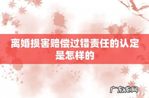 离婚损害赔偿过错责任的认定是怎样的
