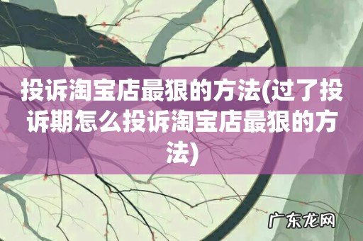 过了投诉期怎么投诉淘宝店最狠的方法 投诉淘宝店最狠的方法