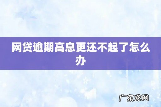 网贷逾期高息更还不起了怎么办