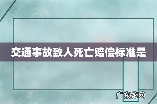 交通事故致人死亡赔偿标准是