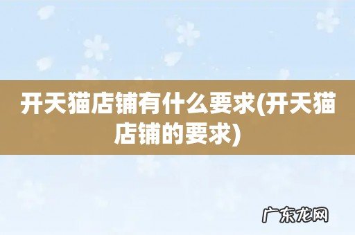 开天猫店铺的要求 开天猫店铺有什么要求