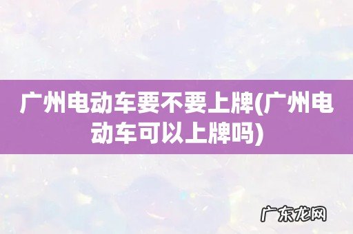 广州电动车可以上牌吗 广州电动车要不要上牌