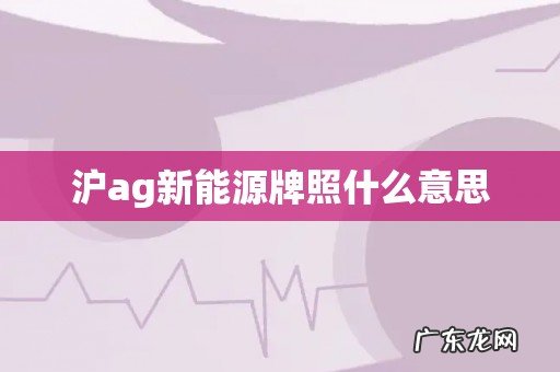 沪ag新能源牌照什么意思