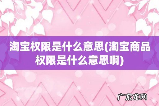 淘宝商品权限是什么意思啊 淘宝权限是什么意思