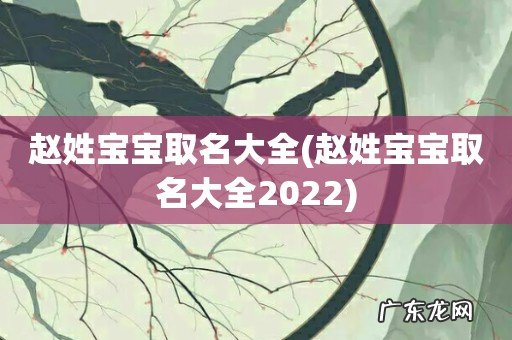 赵姓宝宝取名大全2022 赵姓宝宝取名大全