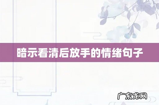 暗示看清后放手的情绪句子