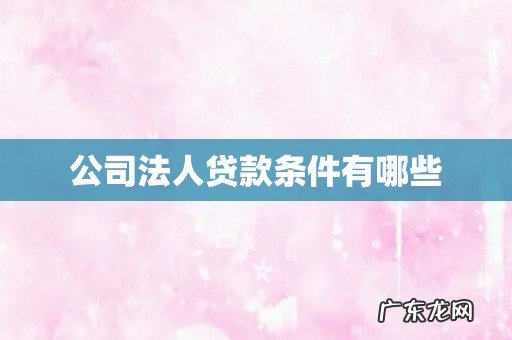 公司法人贷款条件有哪些