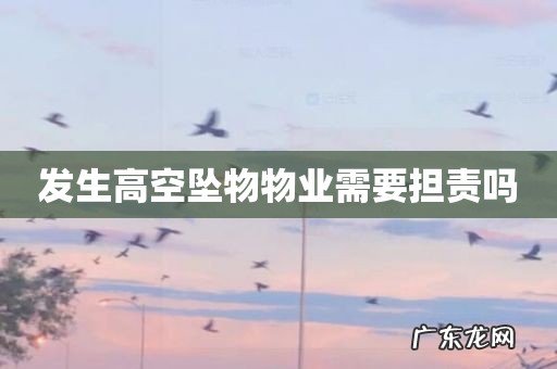 发生高空坠物物业需要担责吗