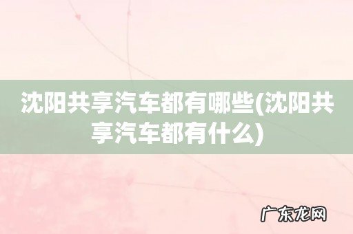 沈阳共享汽车都有什么 沈阳共享汽车都有哪些