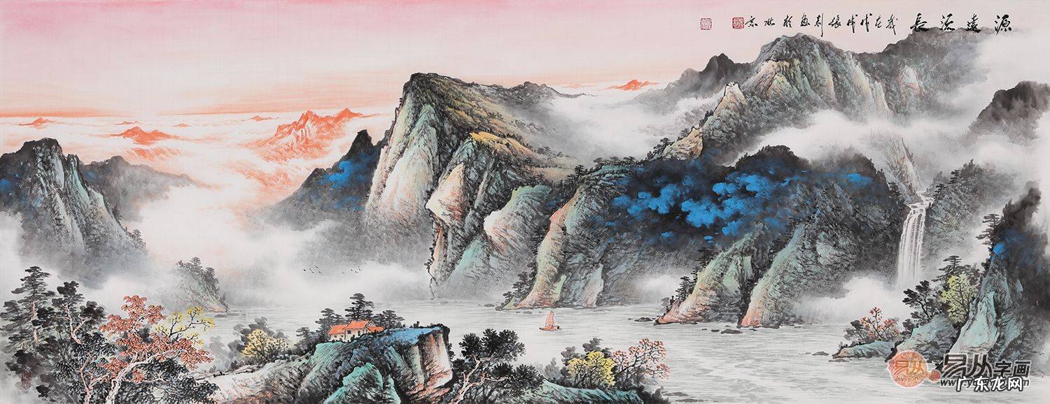 国画山水画竖幅图片大全 横幅风水山水画精品图片