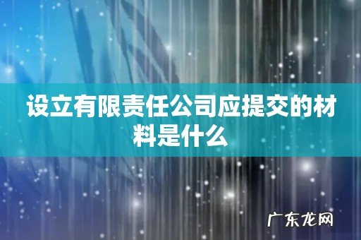 设立有限责任公司应提交的材料是什么