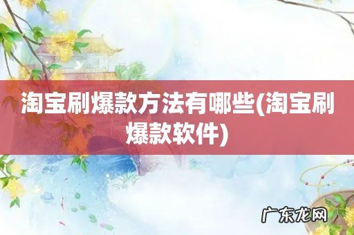 淘宝刷爆款软件 淘宝刷爆款方法有哪些