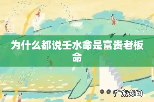 为什么都说壬水命是富贵老板命